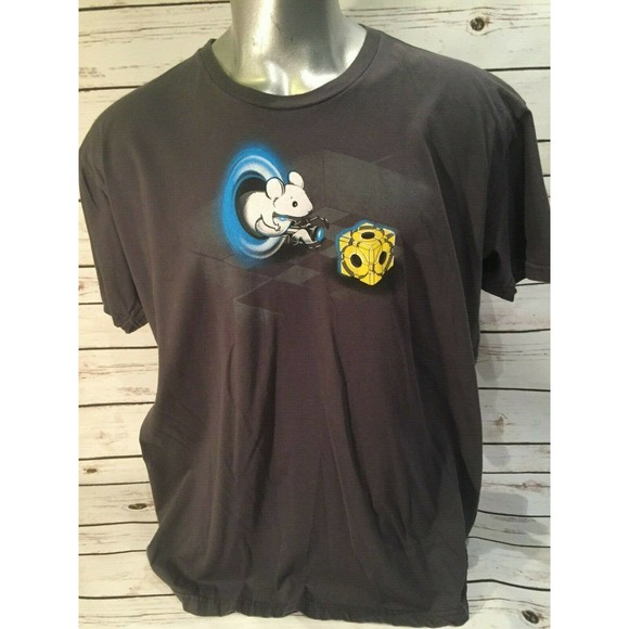 3X Mens Shirt Woot Humor Mouse Front Back Head/Tail Portal Game Cheese Block - Picture 2 of 6